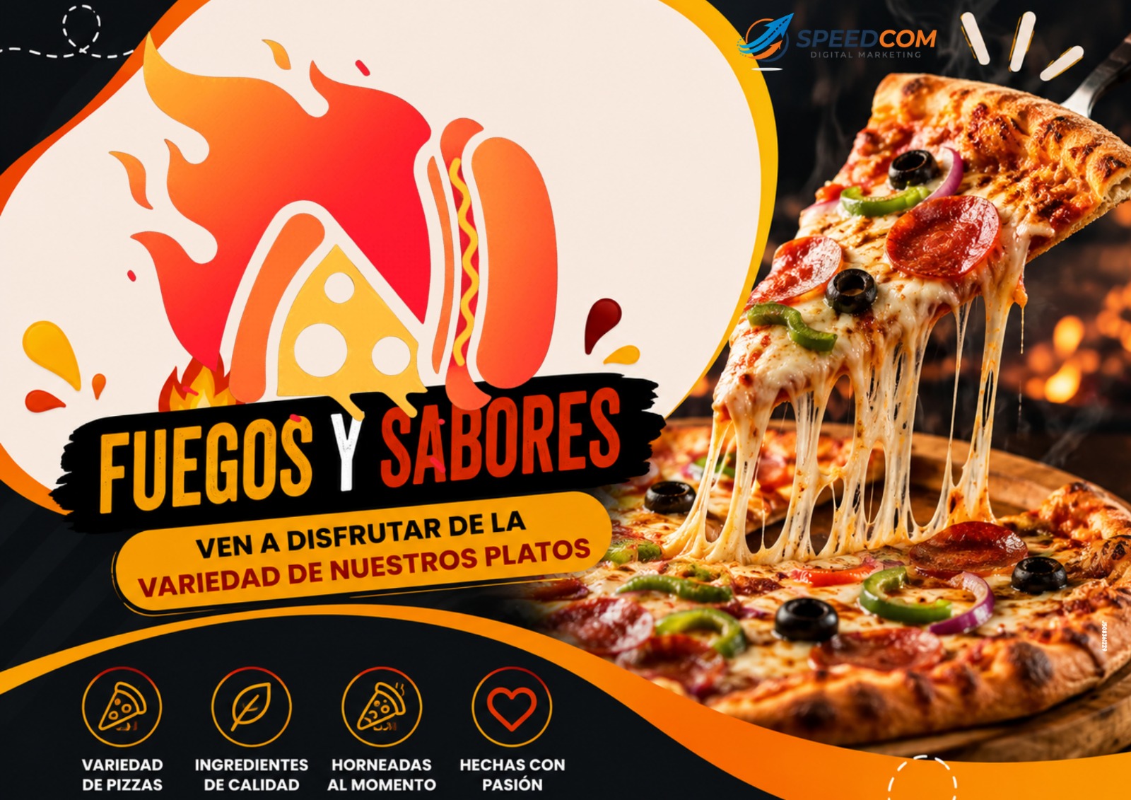Fuegos y Sabores: Pizzas Horneadas al Momento y Más